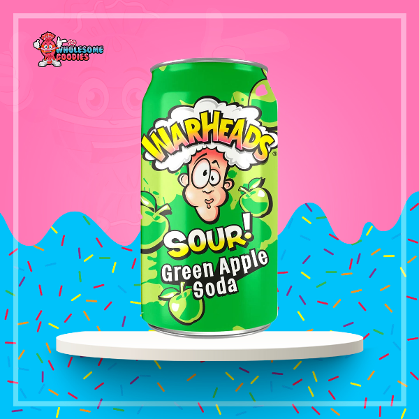Warheads SOUR! Green Apple Soda - 12oz (355ml)