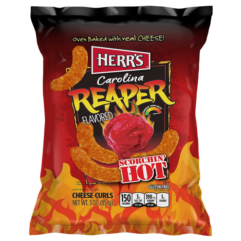 Herr's Carolina Reaper Flavoured Cheese Curls 1oz (28.4g)