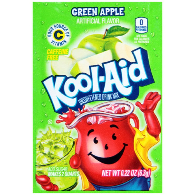 Kool Aid Green Apple Unsweetened Drink Mix Sachet 0.22oz (6.3g)